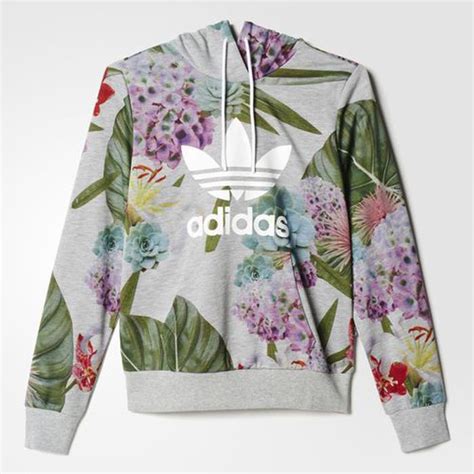 hoodie bloemen adidas|Adidas flower puff fleece.